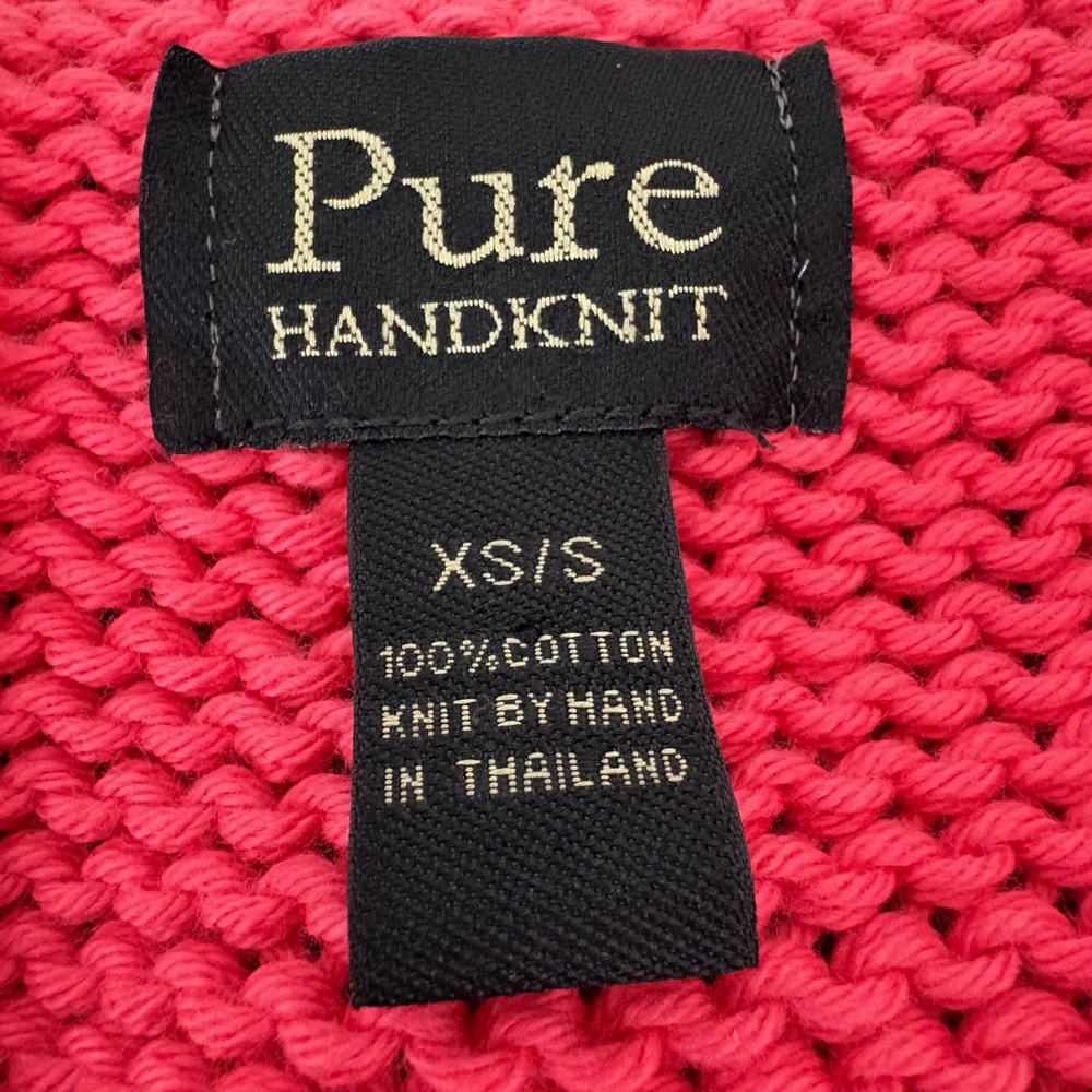 Pure Handknit Cardigan Womens Size XS/S Big Buttons Chunky Knit Coral (864) - Picture 6 of 10